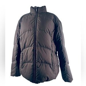 Eddie Bauer puffer coat premium goose down chocolate brown neutral winter sz xl